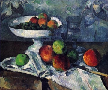  Vidrio Pintura - Compotier Vidrio y Manzanas Paul Cezanne